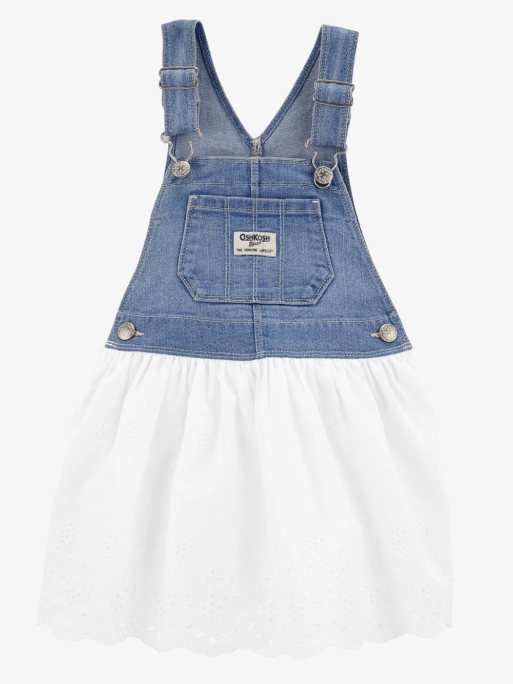 Oshkosh B'Gosh Western Cottage Denim Overall Jumper White Eyelet Dress Girls 4T